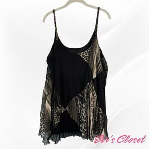 Sofia Women's Sleeveless Cheetah Print On Black Chiffon Top Blouse Sz 18